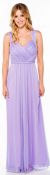 Braid Accent Ruched Long Formal Bridesmaid Dress  in Lilac